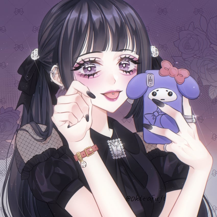 kuromi and takahashi yua (sanrio and 2 more) drawn by okitafuji