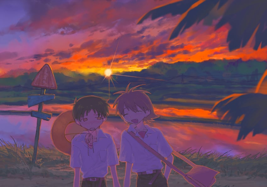 ikari shinji and nagisa kaworu (neon genesis evangelion) drawn by fishcoooo