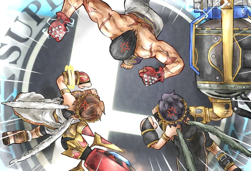 pit, dark pit, and mishima kazuya (super smash bros. and 3 more) drawn by kicdon