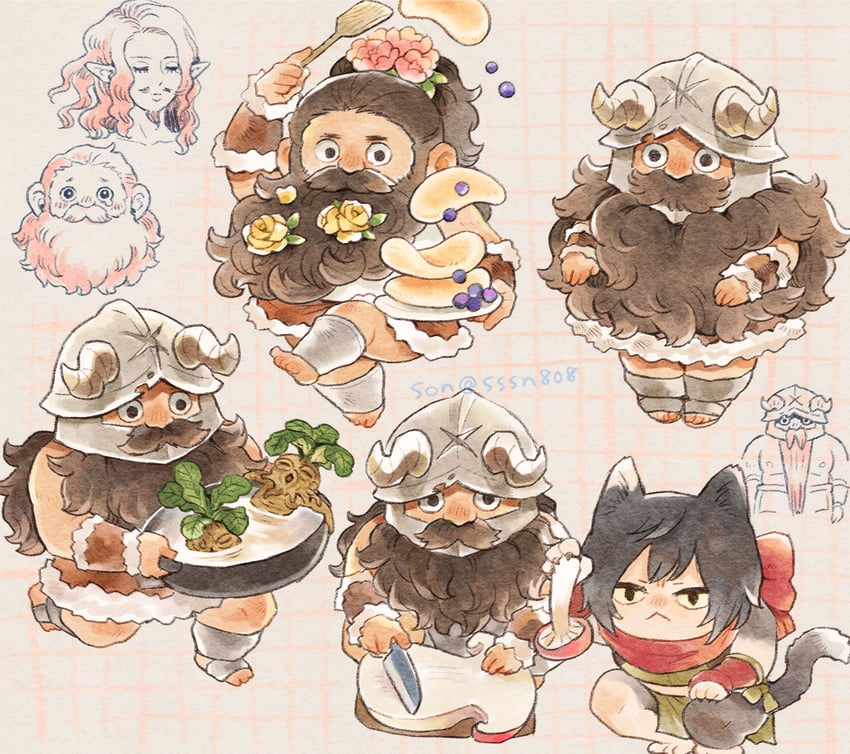senshi, izutsumi, and walking mushroom (dungeon meshi) drawn by sssn808