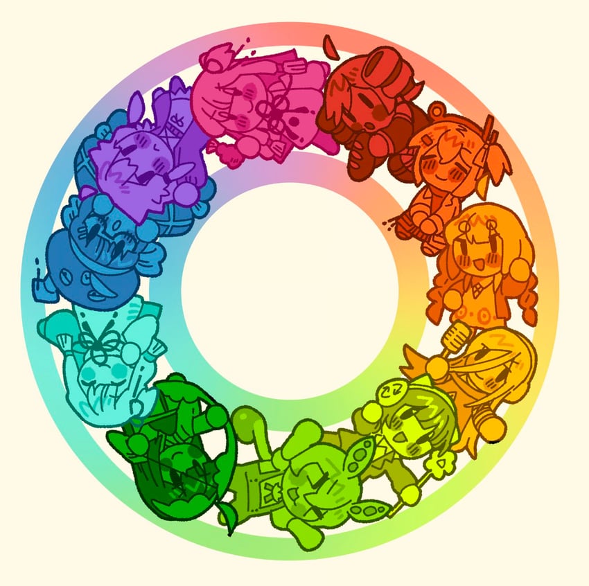 kasane teto, yuzuki yukari, adachi rei, kizuna akari, kotonoha akane, and 6 more (vocaloid and 4 more) drawn by yuzuki_makata
