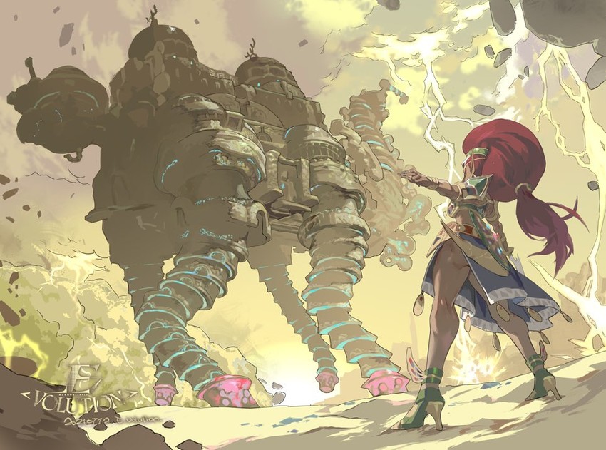 urbosa and vah naboris (the legend of zelda and 1 more) drawn by e_volution
