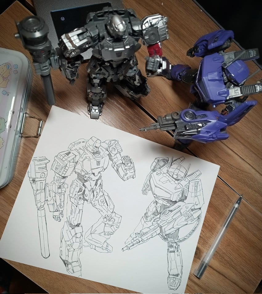 megatron and shockwave (transformers and 2 more) drawn by subakeye