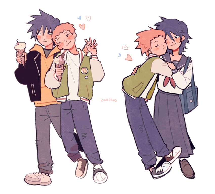 kageyama ritsu and suzuki shou (mob psycho 100) drawn by kaogens