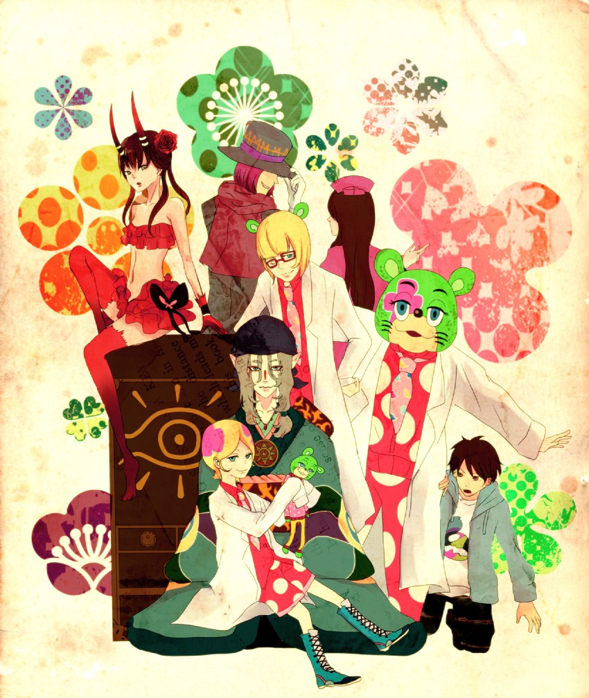 kusuriuri, mashu, irabu ichirou, yoga kimimaro, masakaki, and 1 more (mononoke and 2 more) drawn by nendo_jin