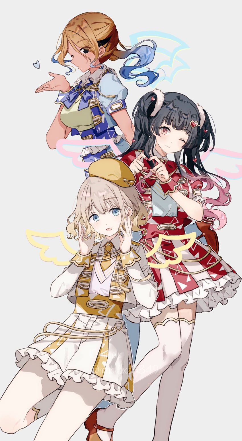 mayuzumi fuyuko, serizawa asahi, and izumi mei (idolmaster and 1 more) drawn by migolu
