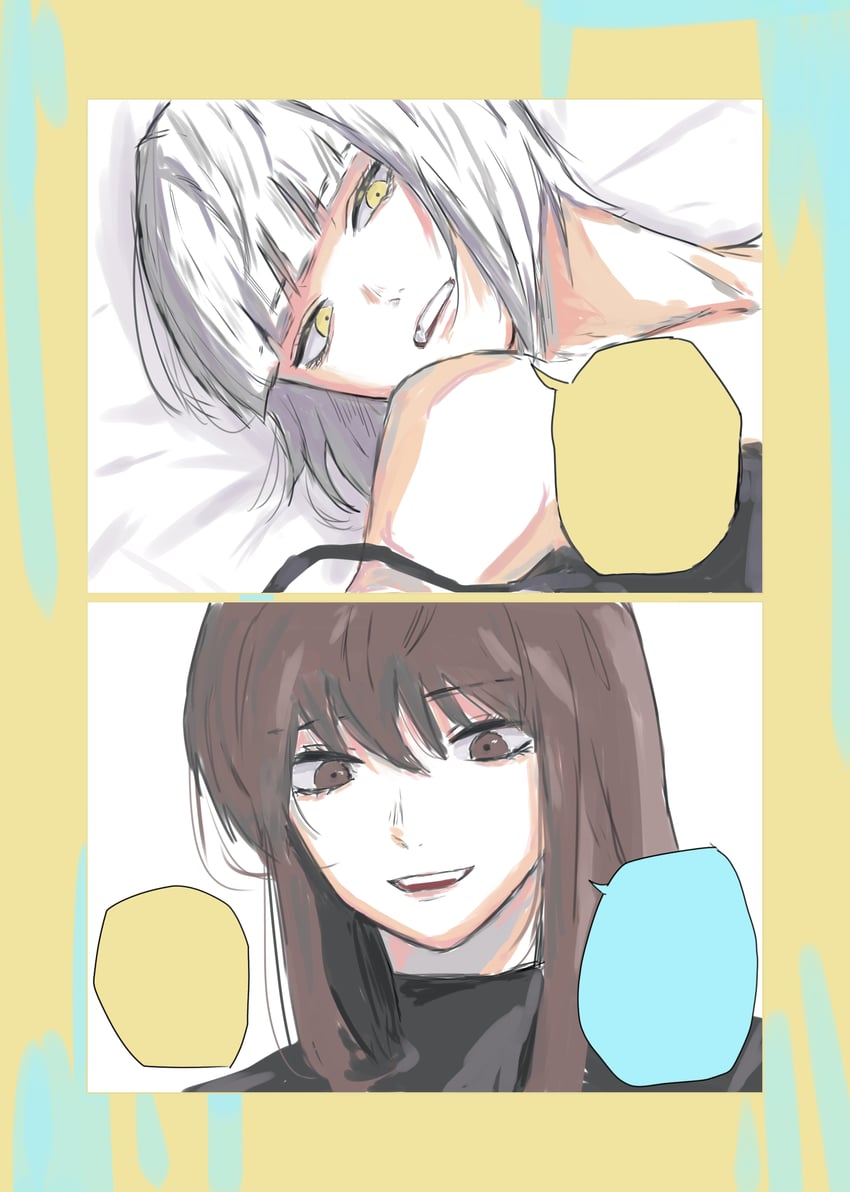 yomotsuka makoto and sachie banryuu (warui ga watashi wa yuri janai) drawn by yozo_(user_mvjr8222)