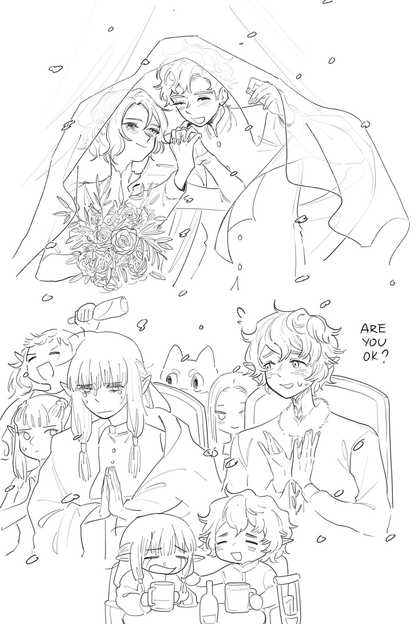 mithrun, kabru, fleki, pattadol, milsiril, and 3 more (dungeon meshi) drawn by lumpia_at_kanin