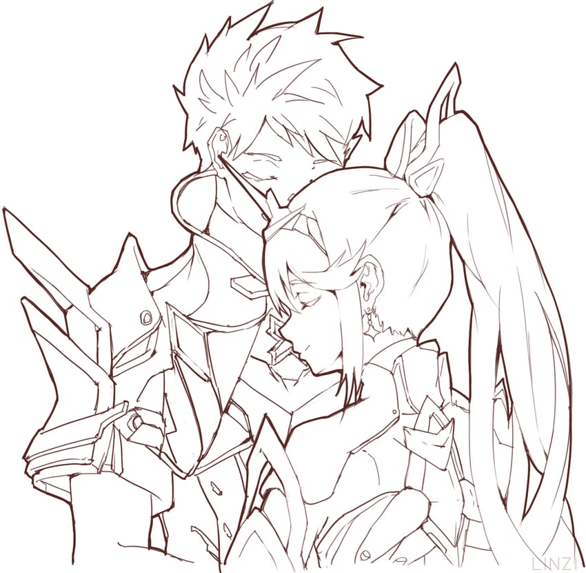 rex and pneuma (xenoblade chronicles and 1 more) drawn by linzi