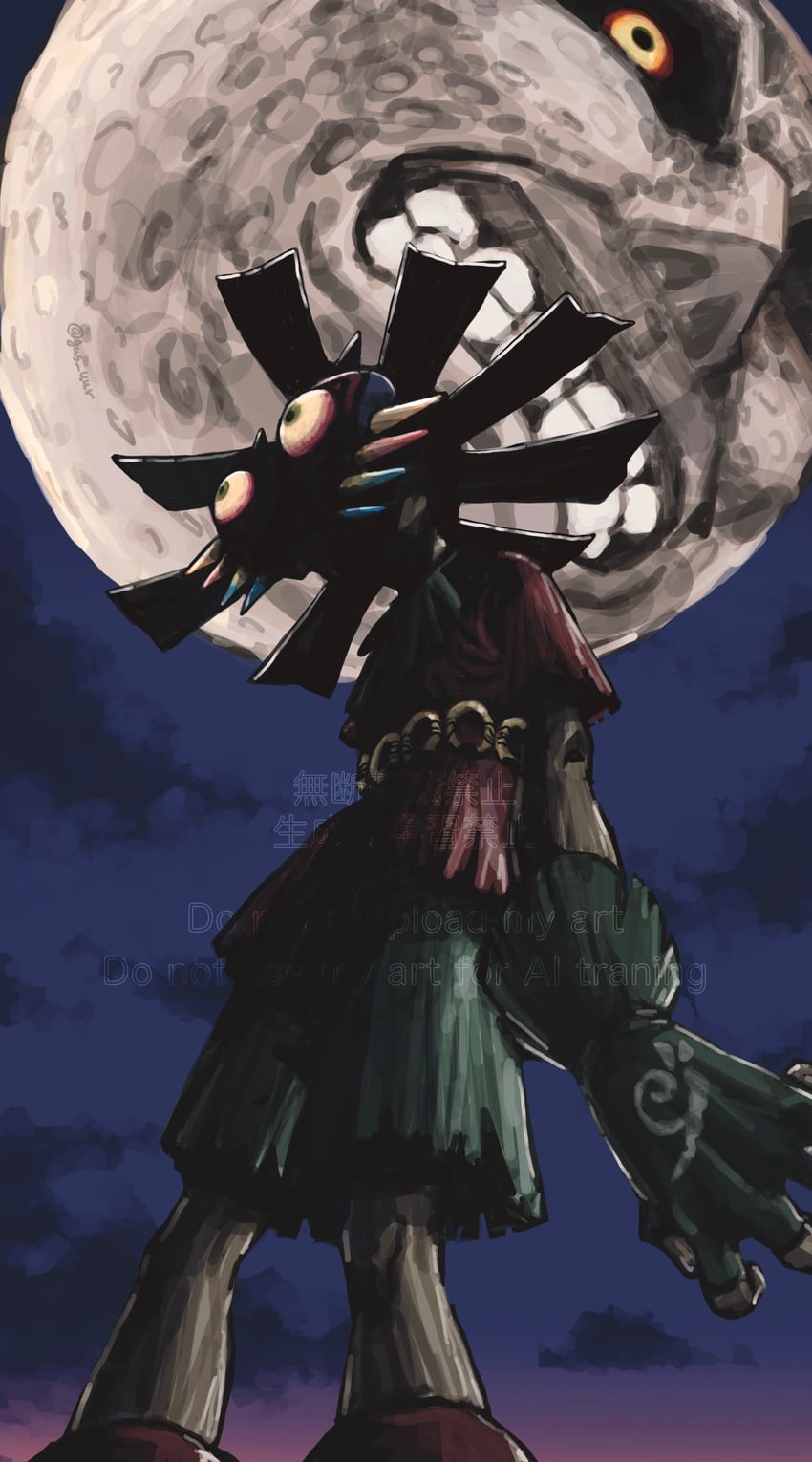 majora, skull kid, and moon (the legend of zelda and 1 more) drawn by gus_uur