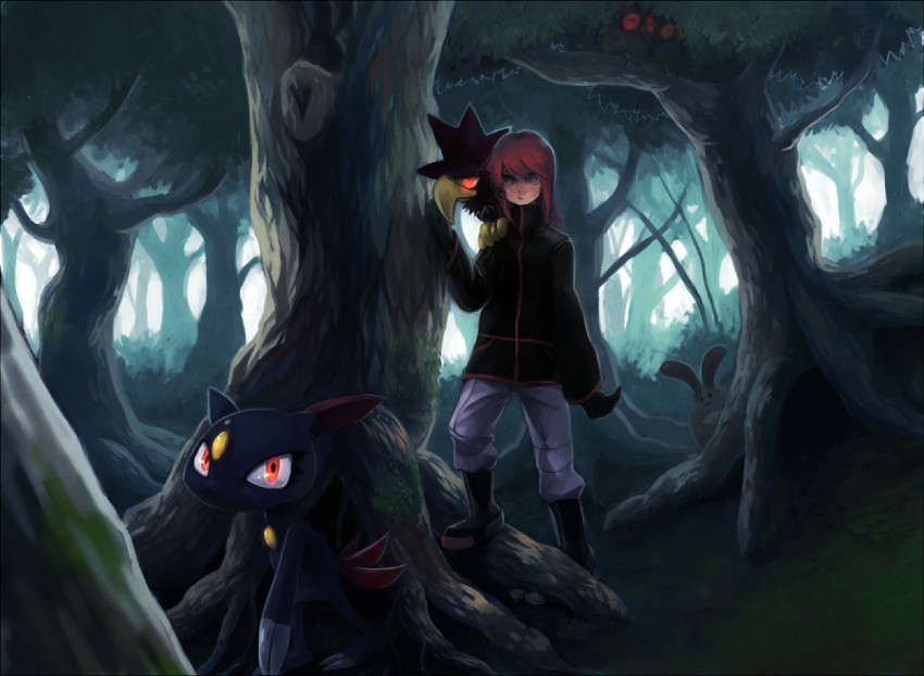 silver, sneasel, sentret, murkrow, and hoothoot (pokemon and 1 more) drawn by tetsuko_(tetsuko009)