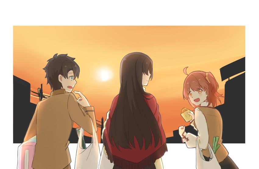 fujimaru ritsuka and tohsaka rin (fate and 2 more) drawn by konsan_(shinonome_root3)