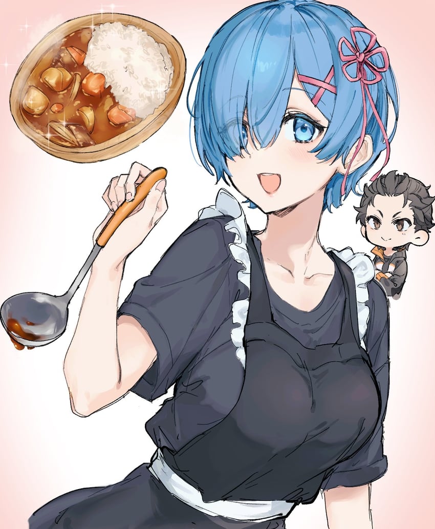 rem and natsuki subaru (re:zero kara hajimeru isekai seikatsu) drawn by aaaaau_2025