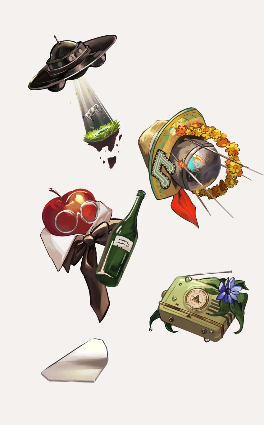 apple, ms. radio, sputnik, alien t, and door (reverse:1999) drawn by towano_(0qjftwn)