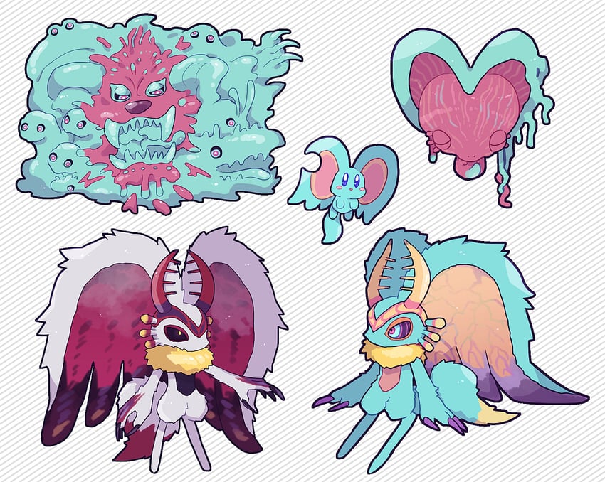 elfilin, fecto elfilis, fecto forgo, and chaos elfilis (kirby and 1 more) drawn by chiimako