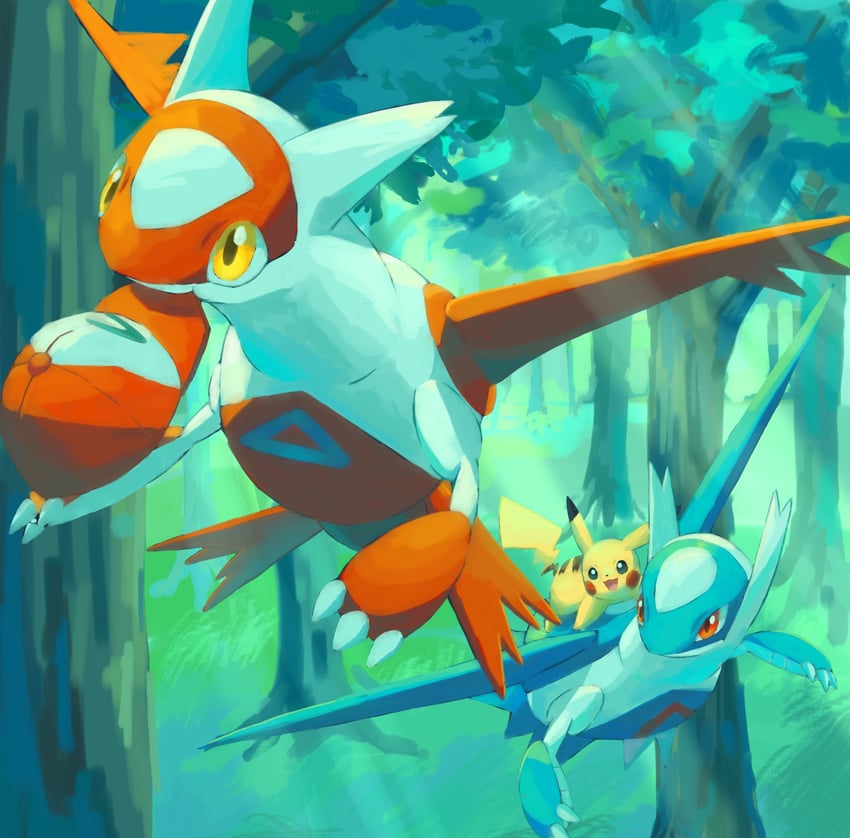 pikachu, latias, and latios (pokemon and 1 more) drawn by keruasu0629