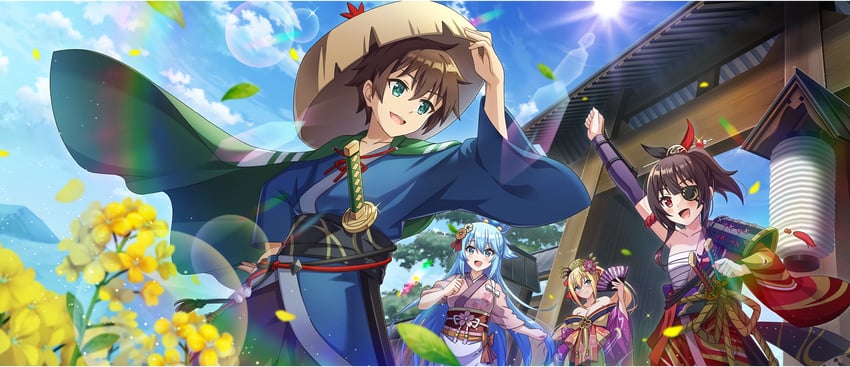 megumin, aqua, darkness, and satou kazuma (kono subarashii sekai ni shukufuku wo! and 1 more)
