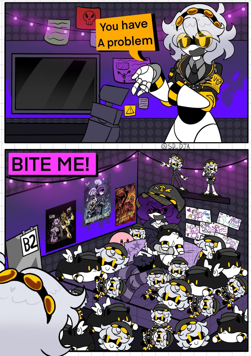 uzi, n, and v (murder drones) drawn by sd_dja