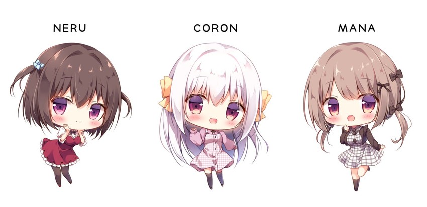 inae koron, neru, and mana (original and 1 more) drawn by miyasaka_naco