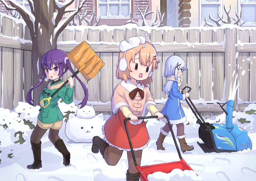 kafuu chino, hoto cocoa, tippy, and tedeza rize (gochuumon wa usagi desu ka?) drawn by mohei