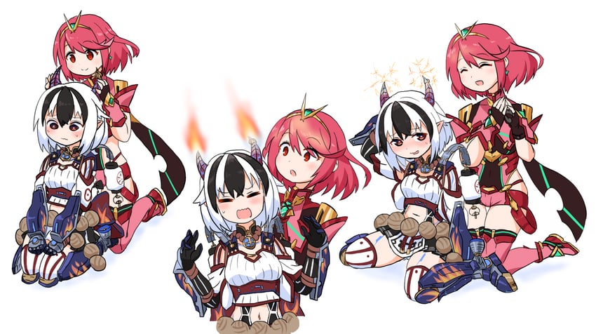pyra and crossette (xenoblade chronicles and 1 more) drawn by paskmel