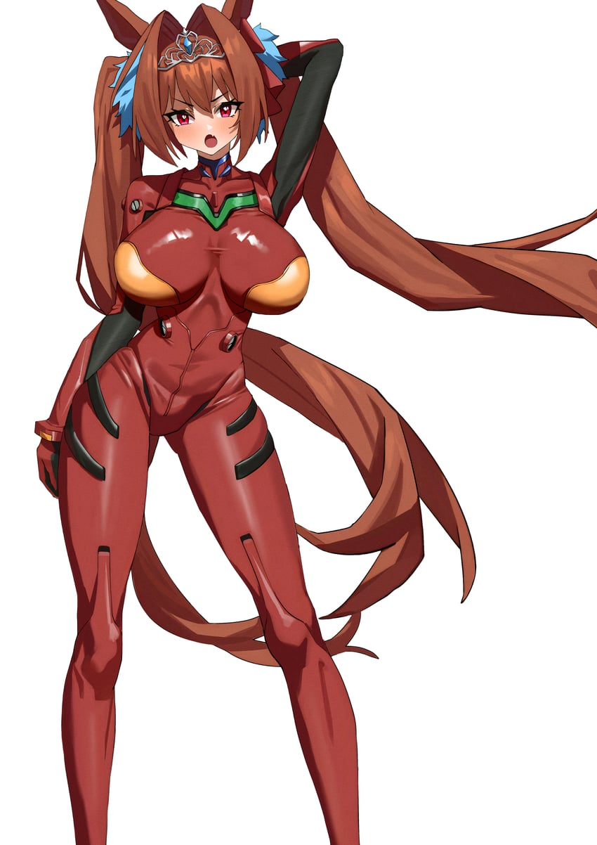 souryuu asuka langley and daiwa scarlet (umamusume and 1 more) drawn by feipin_zhanshi
