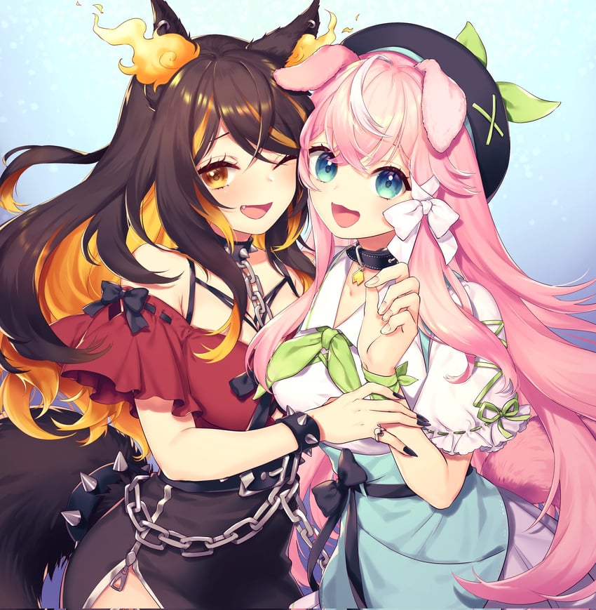 sinder and yuniiho (indie virtual youtuber) drawn by tomobe_kinuko