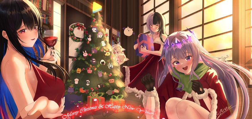 inugami korone, shiori novella, nerissa ravencroft, fuwawa abyssgard, mococo abyssgard, and 21 more (hololive and 1 more) drawn by yuzu_chan_s