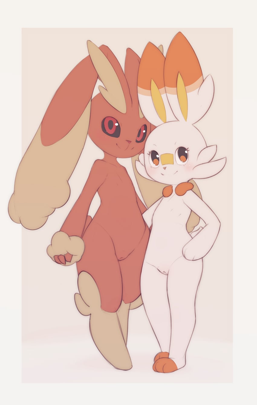 lopunny and scorbunny (pokemon) drawn by kekitopu