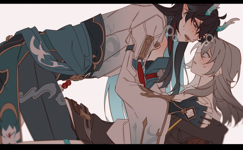 trailblazer, stelle, and dan heng (honkai and 1 more) drawn by majunjuu