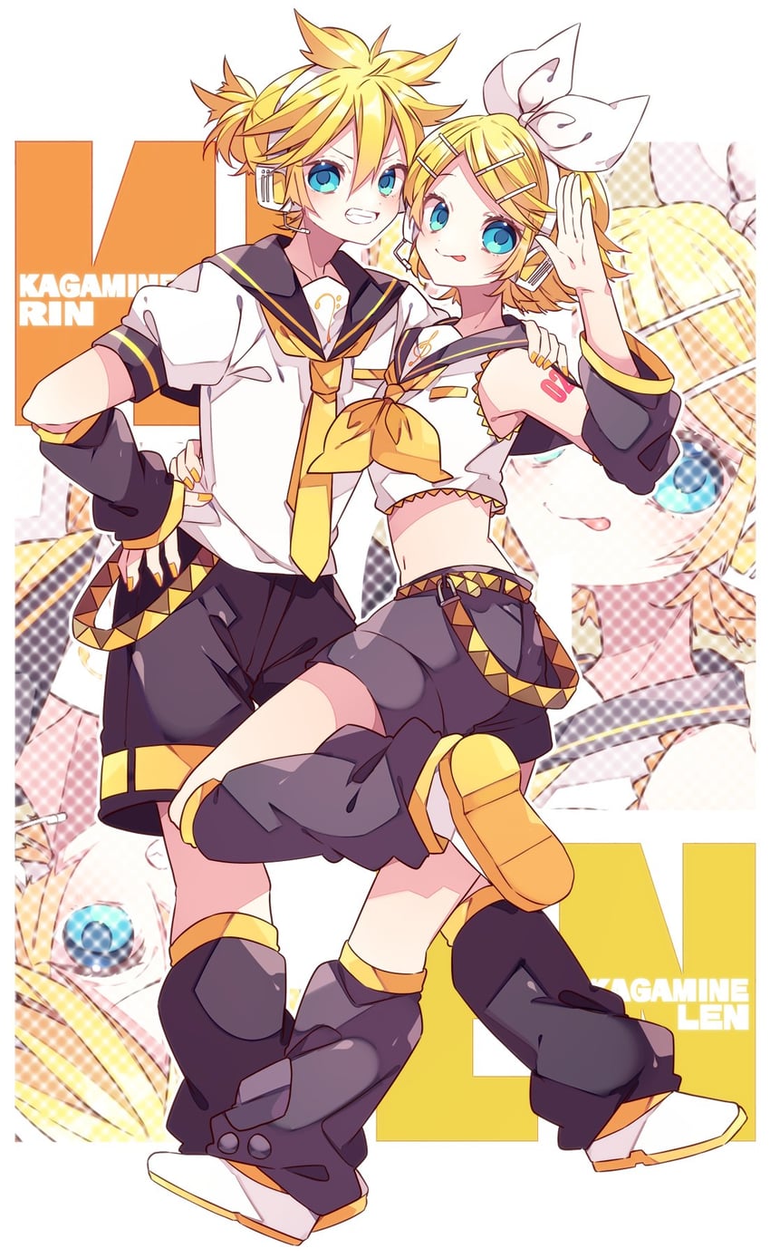 kagamine rin and kagamine len (vocaloid) drawn by kaho_0102