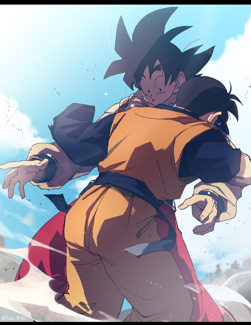 son goku and son gohan (dragon ball and 1 more) drawn by roku_(roku_0141)