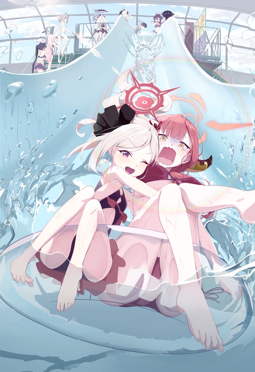sensei, hina, shiroko, hoshino, kayoko, and 5 more (blue archive) drawn by la_la_la_rarmin
