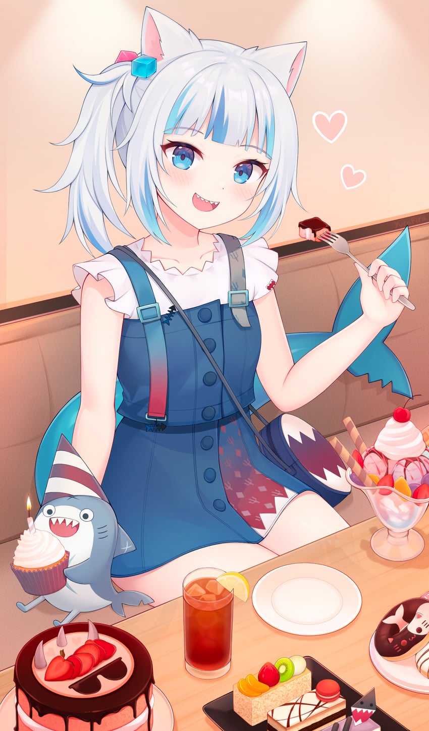 gawr gura and bloop (hololive and 1 more) drawn by lemonfira