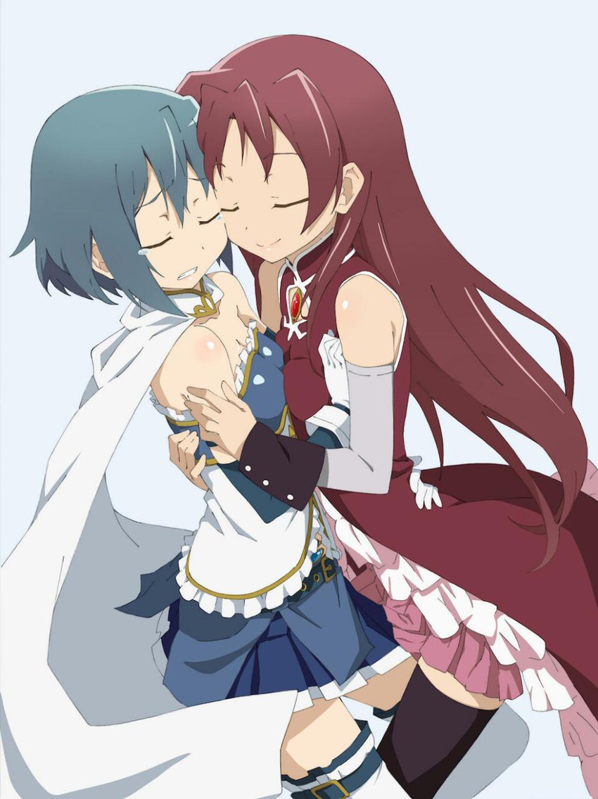 miki sayaka and sakura kyoko (mahou shoujo madoka magica) drawn by akitetsu
