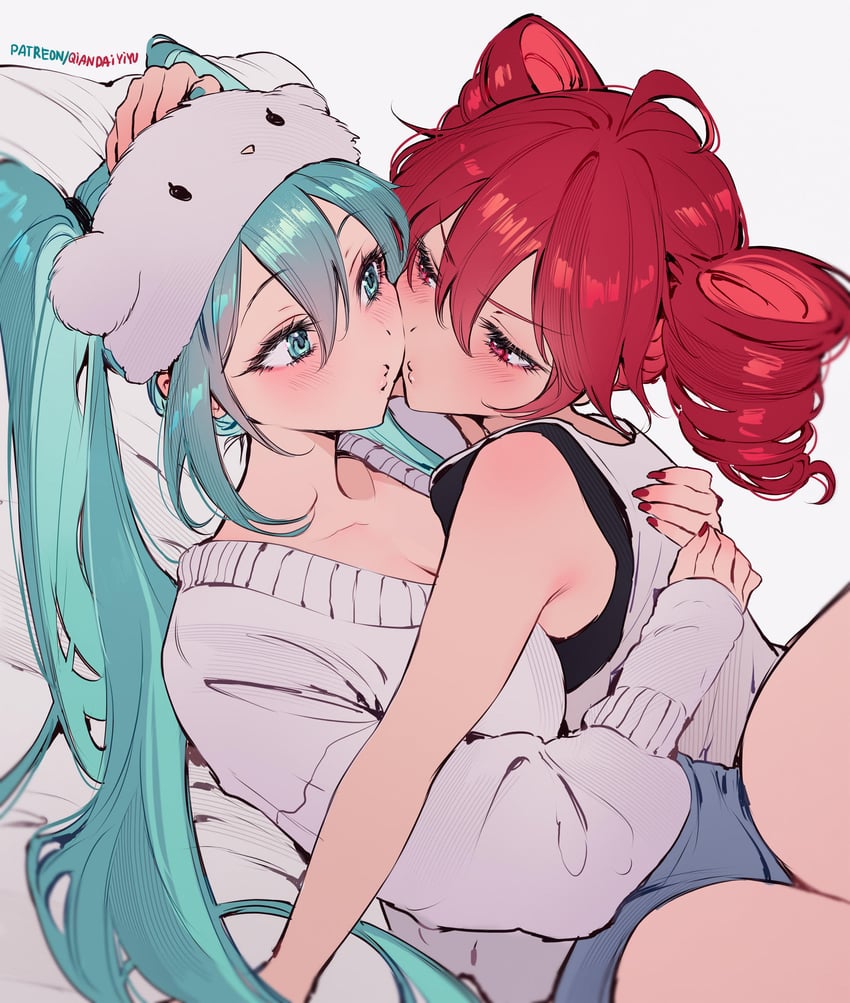 hatsune miku and kasane teto (vocaloid and 1 more) drawn by qiandaiyiyu