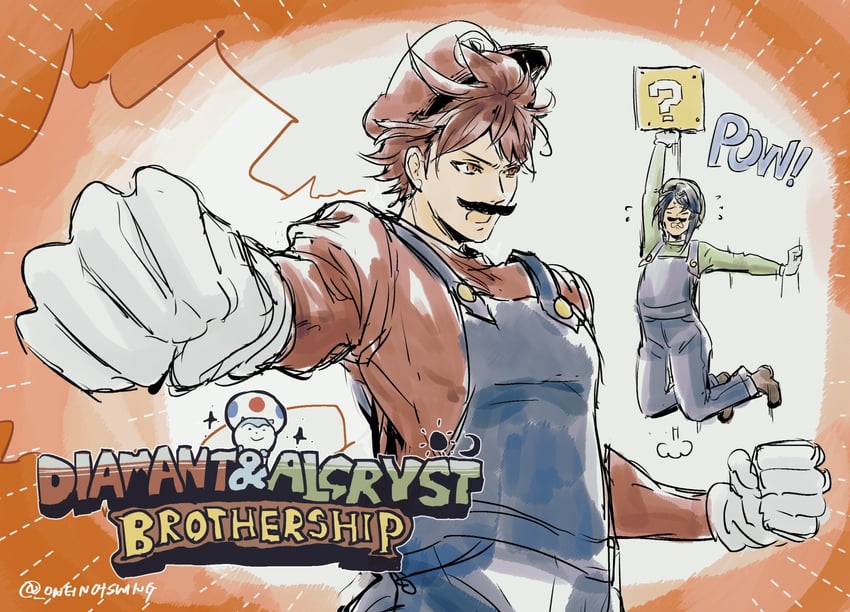mario, luigi, sommie, alcryst, and diamant (fire emblem and 4 more) drawn by umi_(_oneinchswing)