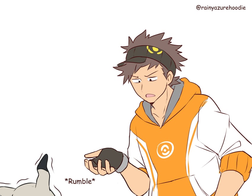 mimikyu and male protagonist (pokemon and 1 more) drawn by rainyazurehoodie