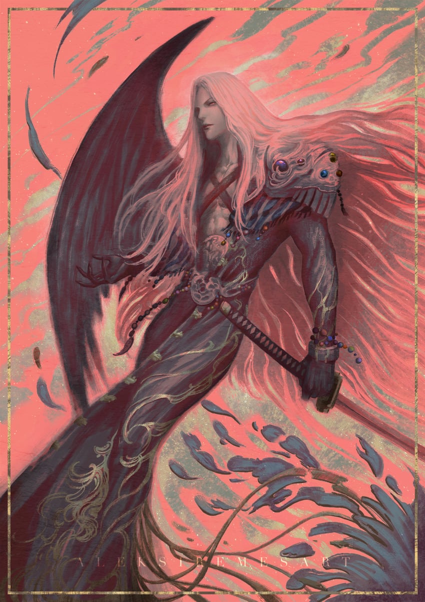 sephiroth (final fantasy and 2 more) drawn by aleksi_remes