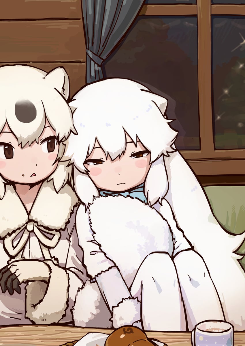 arctic fox and polar bear (kemono friends) drawn by rumenia_(ao2is)