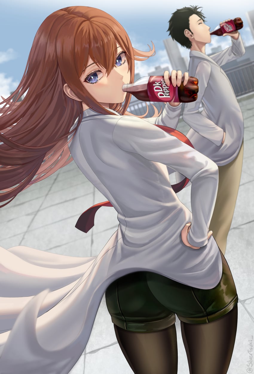 makise kurisu and okabe rintarou (steins;gate) drawn by silvertsuki
