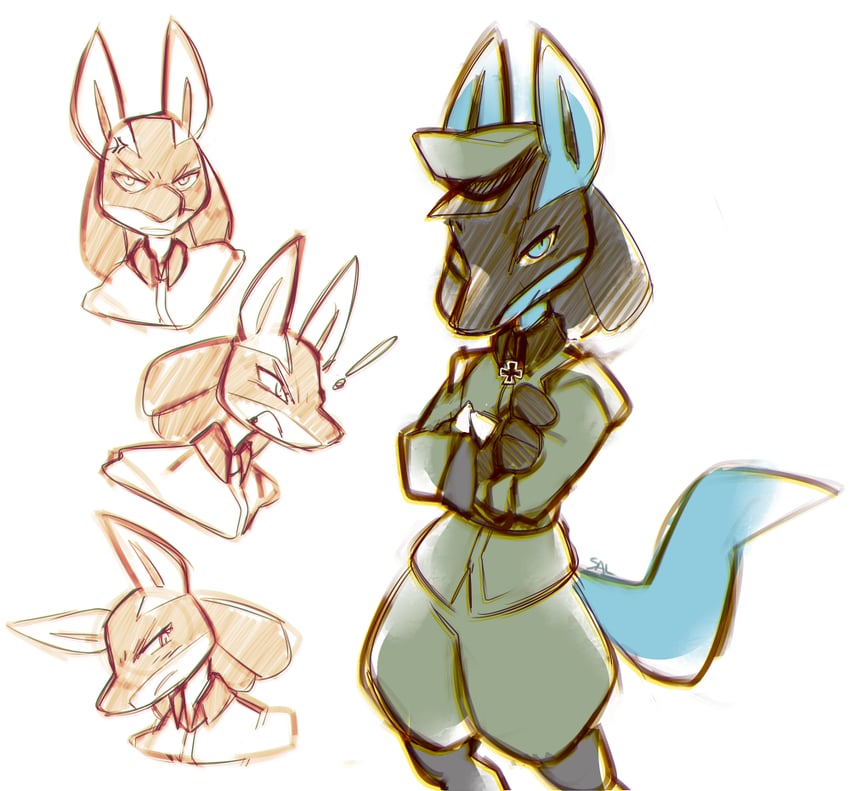 lucario and germany (pokemon and 1 more) drawn by salanchu