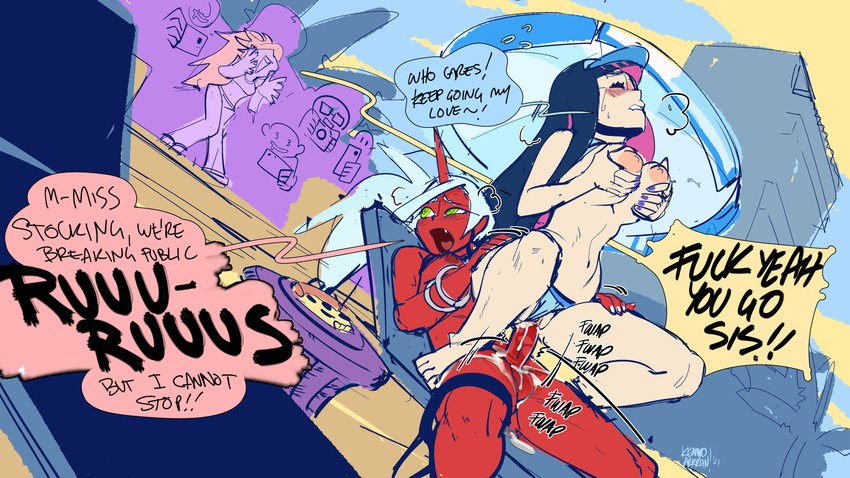 stocking, panty, and kneesocks (panty & stocking with garterbelt) drawn by kenno_arkkan
