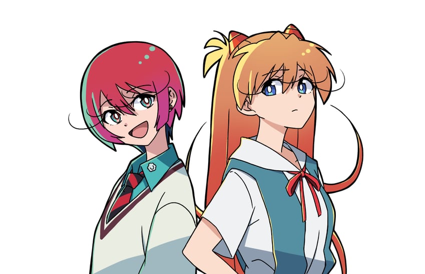souryuu asuka langley and amate yuzuriha (gundam and 2 more) drawn by sashimi_(sasihmi)