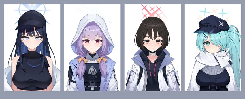 saori, atsuko, hiyori, and misaki (blue archive) drawn by sbbs