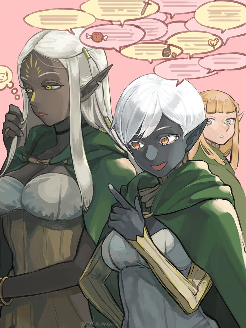 pattadol, cithis, and flamela (dungeon meshi) drawn by edo_mond_(edoedoedomond)