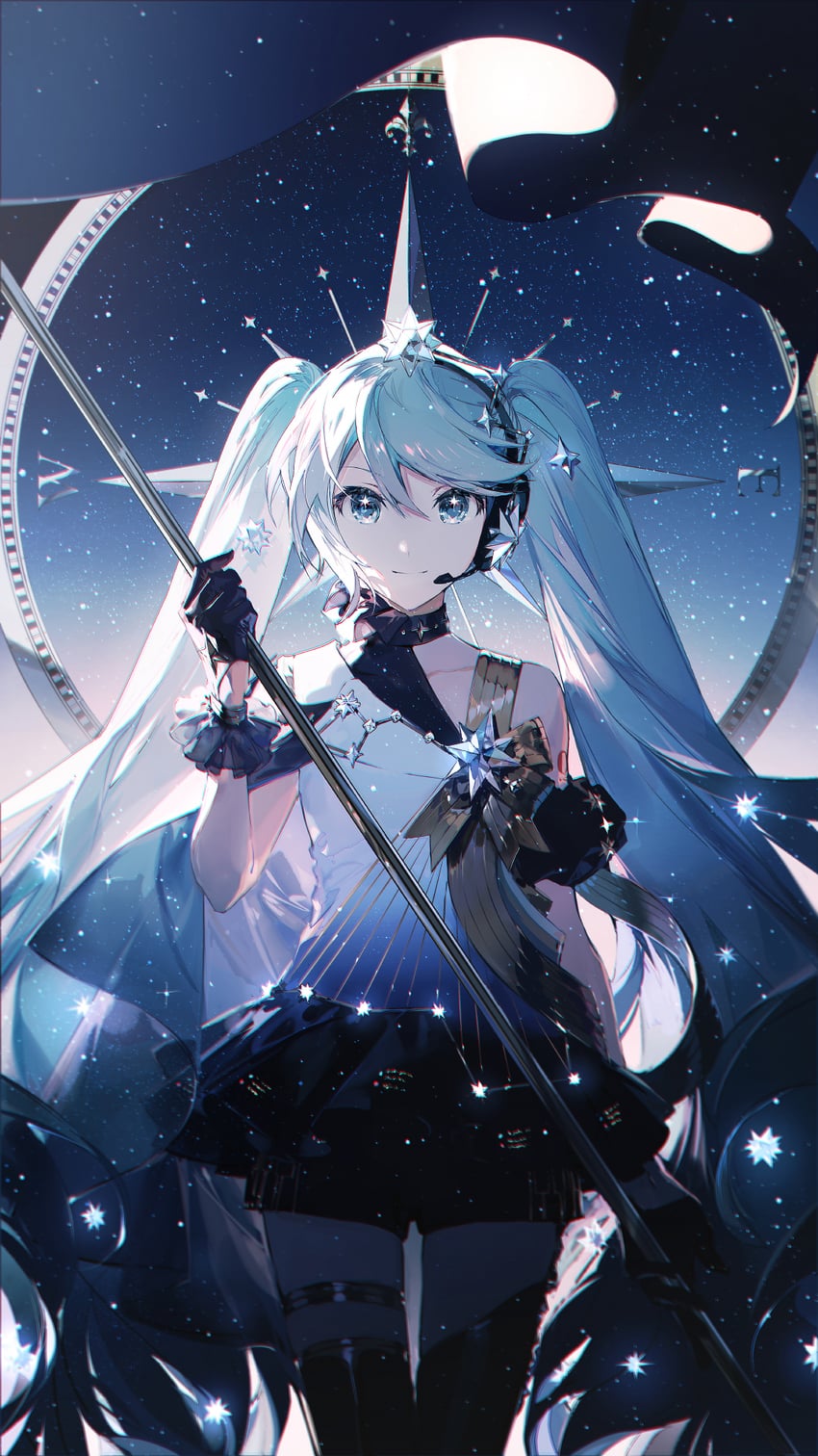 hatsune miku and polaris miku (vocaloid) drawn by rella
