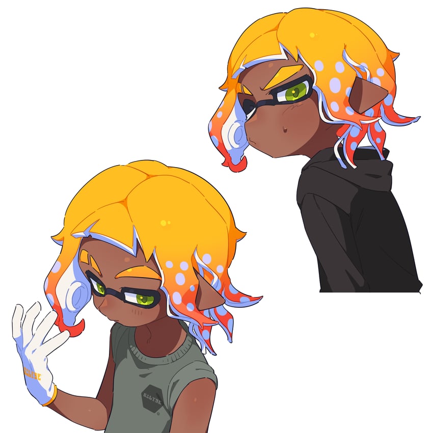 inkling player character and inkling boy (splatoon) drawn by surume01417