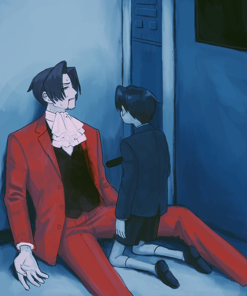 miles edgeworth (ace attorney and 1 more) drawn by renshu_usodayo