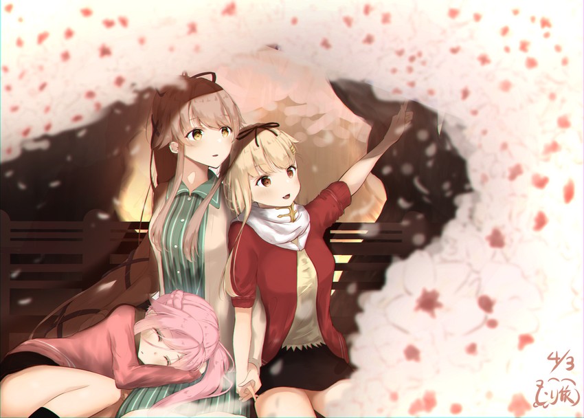 yuudachi, yuudachi kai ni, harusame, and yura (kantai collection) drawn by shanghmely